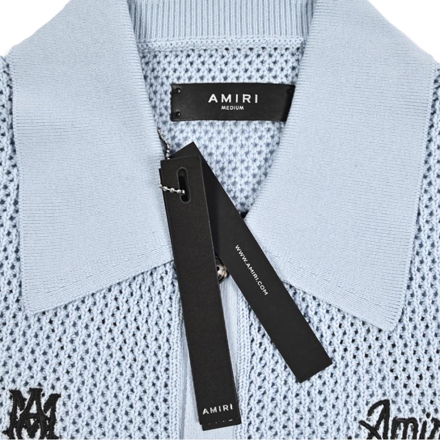 AMIRI アミリ / コットン100% 半袖ニットシャツ ライトブルー / セールの画像
