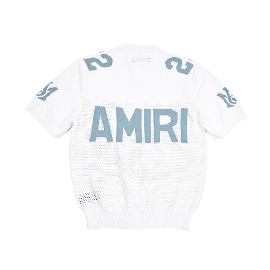 AMIRI アミリ / コットン100% 半袖ハイゲージニットTシャツ ホワイト / セールの画像