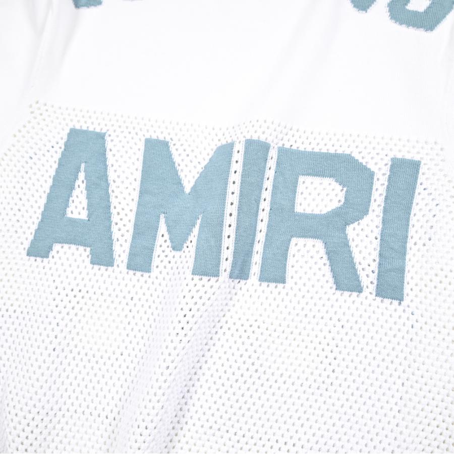 AMIRI アミリ / コットン100% 半袖ハイゲージニットTシャツ ホワイト / セールの画像