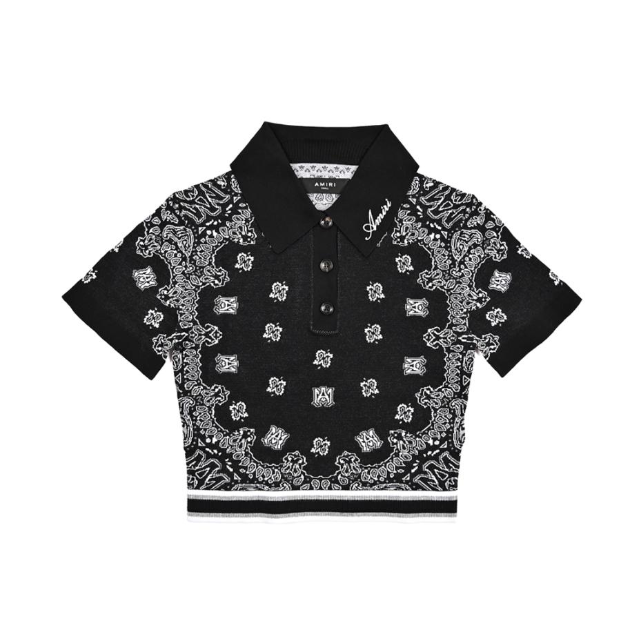 AMIRI（アミリ） アミリ / クロップド ニットポロシャツ 半袖 コットン 