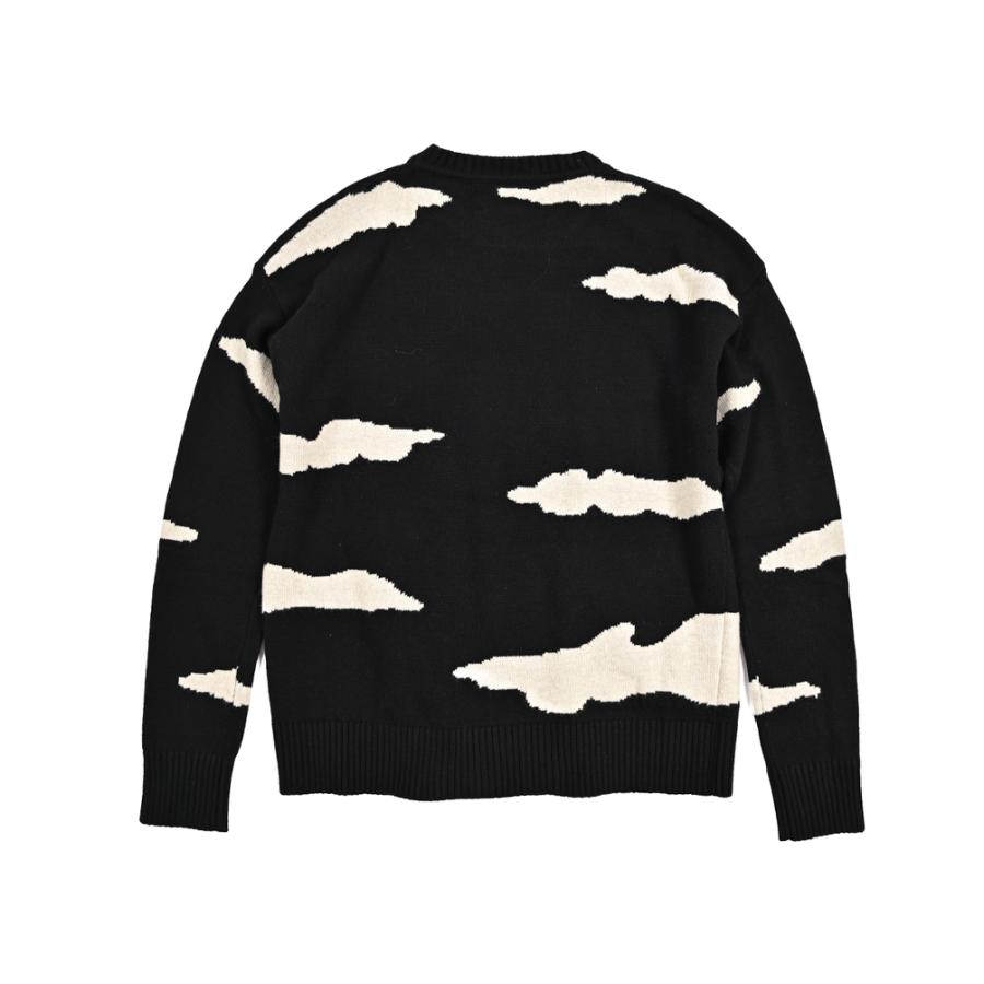 AMIRI アミリ / オーバーサイズ ニットセーター クルーネック ミドルゲージ 長袖 ウール ビスコース 総柄 ブラック / セール対象の画像