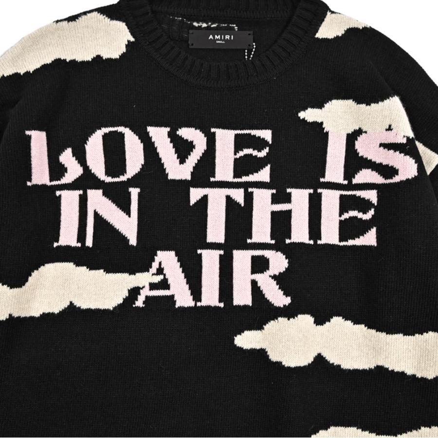 AMIRI アミリ / オーバーサイズ ニットセーター クルーネック ミドルゲージ 長袖 ウール ビスコース 総柄 ブラック / セール対象の画像