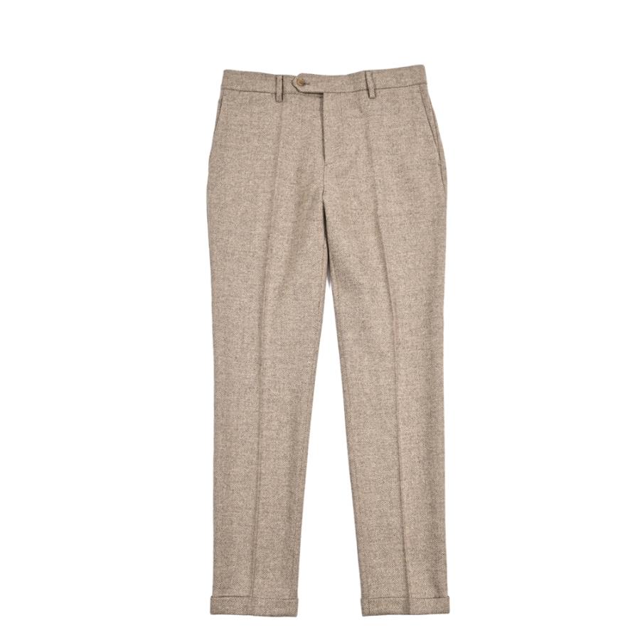 セール】【CLEL】Wool Blend Herringbone Tweed 3D Pants / ウール