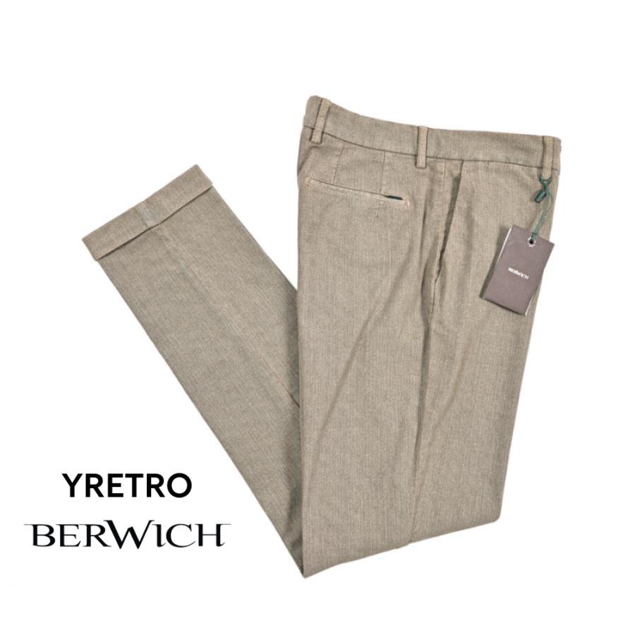 BERWICH ベルウィッチ / YRETRO-GD ストレッチコットン ノータックヘリンボーンパンツ ブラウン / セール対象_2