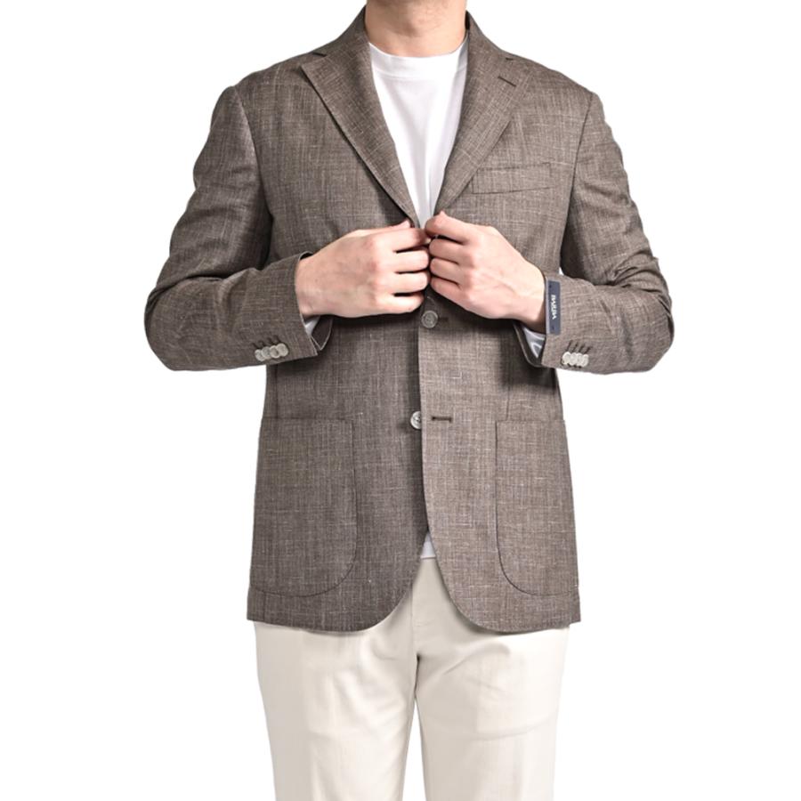 BARBA バルバ / JACKET JIMMY テーラードジャケット 段返り3Bシングル リネン ヴァージンウール ブラウン / セール対象 / 26SS新作の画像