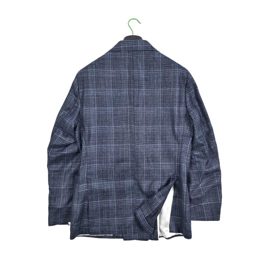 BARBA バルバ / JACKET DP テーラードジャケット 6Bダブル LORO PIANA SUMMERTIME ウール シルク リネン チェック ネイビー / セール対象 / 26SS新作の画像