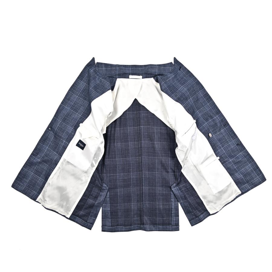 BARBA バルバ / JACKET DP テーラードジャケット 6Bダブル LORO PIANA SUMMERTIME ウール シルク リネン チェック ネイビー / セール対象 / 26SS新作の画像