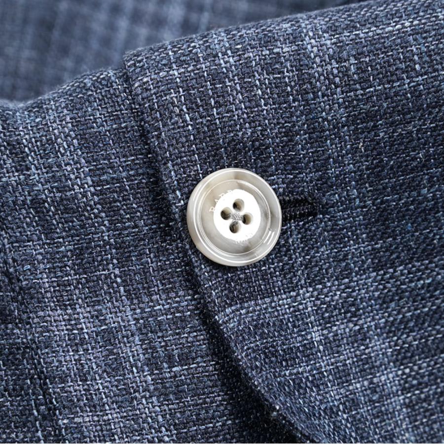 BARBA バルバ / JACKET DP テーラードジャケット 6Bダブル LORO PIANA SUMMERTIME ウール シルク リネン チェック ネイビー / セール対象 / 26SS新作の画像