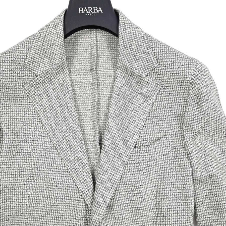 BARBA バルバ / DYNAMIC テーラードジャケット 2Bシングル リネン コットン 千鳥格子 グレー / セール対象 / 26SS新作の画像