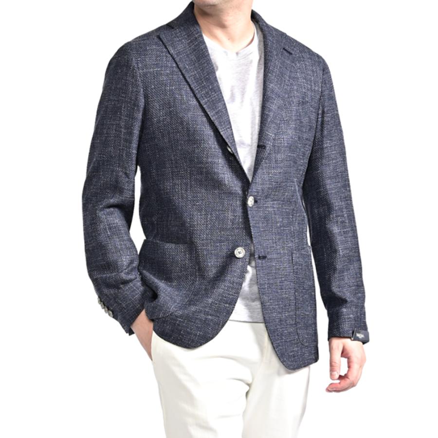 BARBA バルバ / JACKET JIMMY テーラードジャケット 段返り3Bシングル LORO PIANA ウール リネン シルク ネイビー / セール対象 / 26SS新作の画像