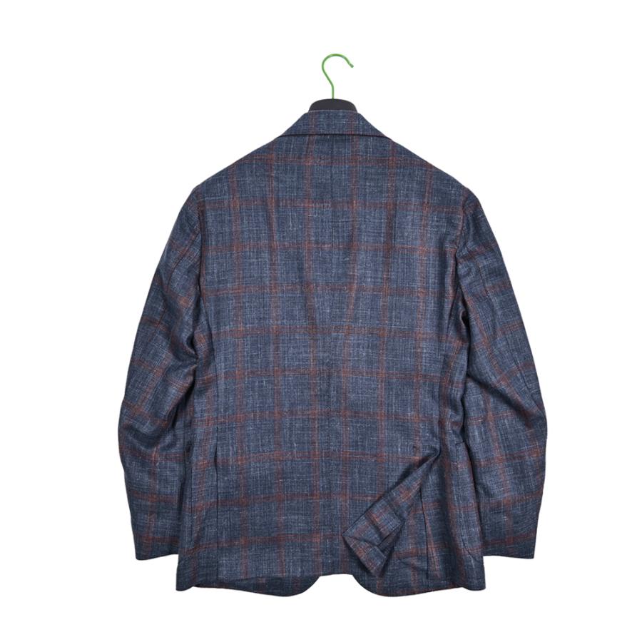BARBA バルバ / JACKET JIMMY テーラードジャケット 段返り3Bシングル ヴァージンウール シルク リネン チェック ネイビー / セール対象 / 26SS新作の画像
