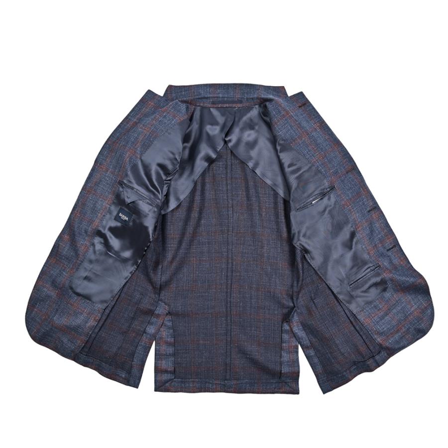 BARBA バルバ / JACKET JIMMY テーラードジャケット 段返り3Bシングル ヴァージンウール シルク リネン チェック ネイビー / セール対象 / 26SS新作の画像