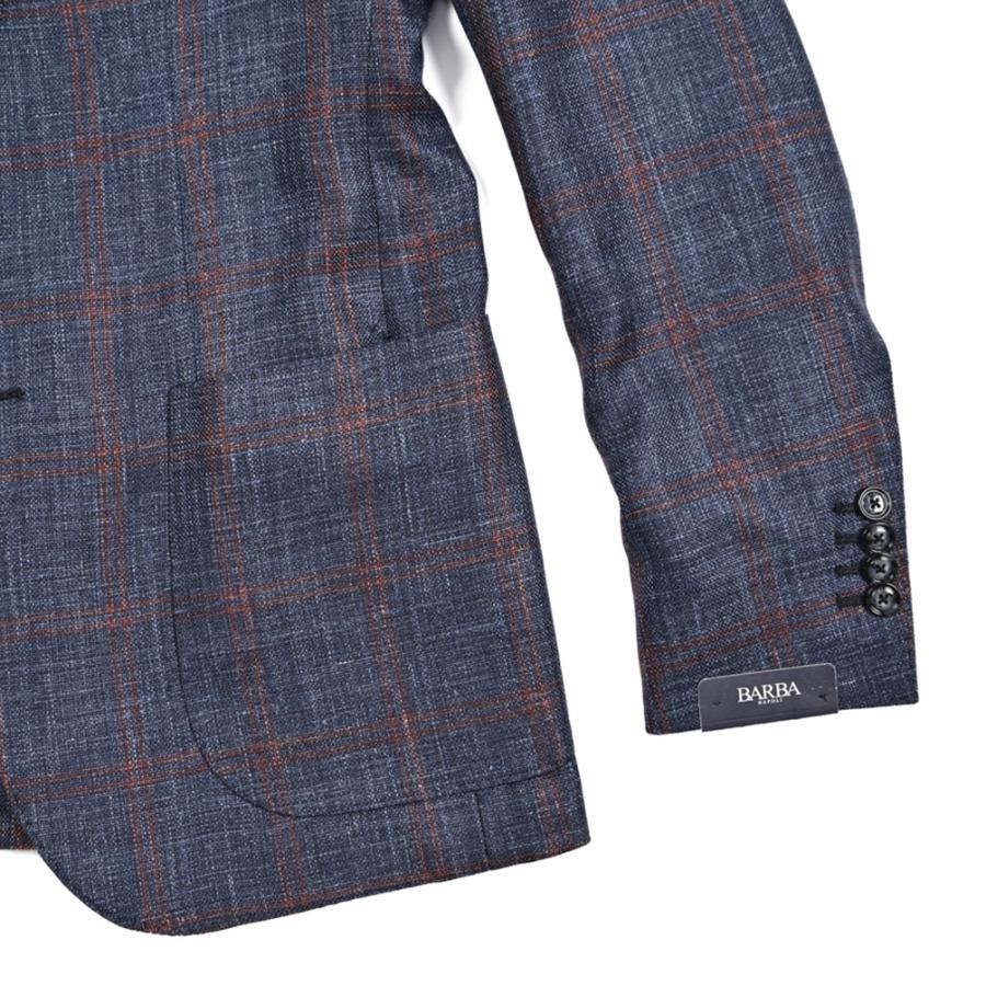 BARBA バルバ / JACKET JIMMY テーラードジャケット 段返り3Bシングル ヴァージンウール シルク リネン チェック ネイビー / セール対象 / 26SS新作の画像