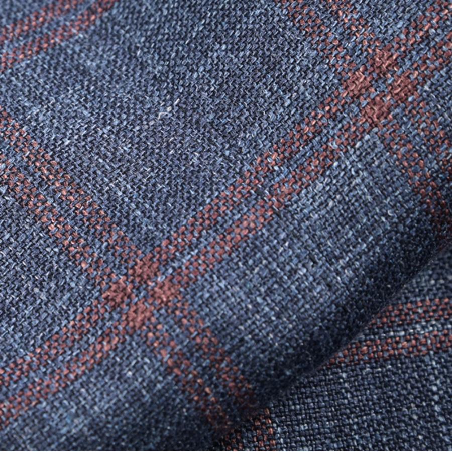 BARBA バルバ / JACKET JIMMY テーラードジャケット 段返り3Bシングル ヴァージンウール シルク リネン チェック ネイビー / セール対象 / 26SS新作の画像