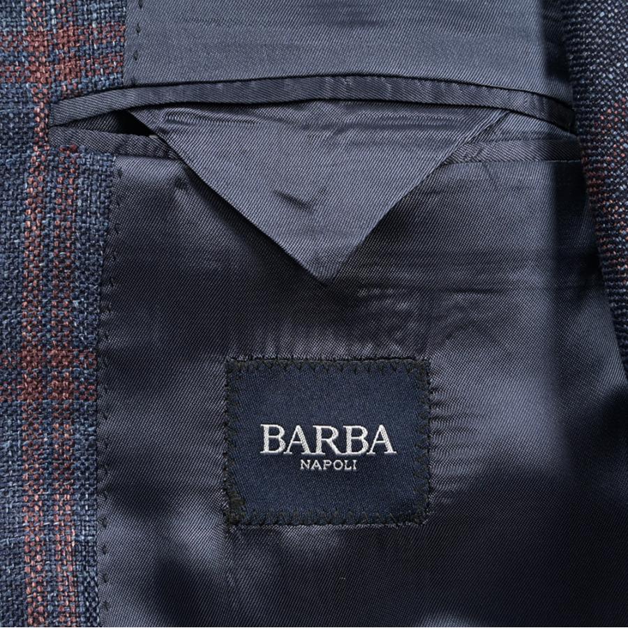 BARBA バルバ / JACKET JIMMY テーラードジャケット 段返り3Bシングル ヴァージンウール シルク リネン チェック ネイビー / セール対象 / 26SS新作の画像