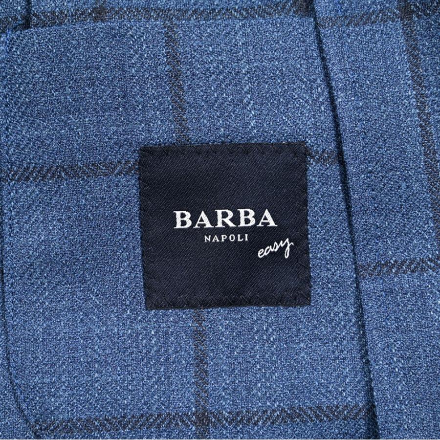 BARBA バルバ / EASY J MONO テーラードジャケット 2Bシングル ヴァージンウール シルク リネン チェック ネイビー / セール対象 / 26SS新作の画像