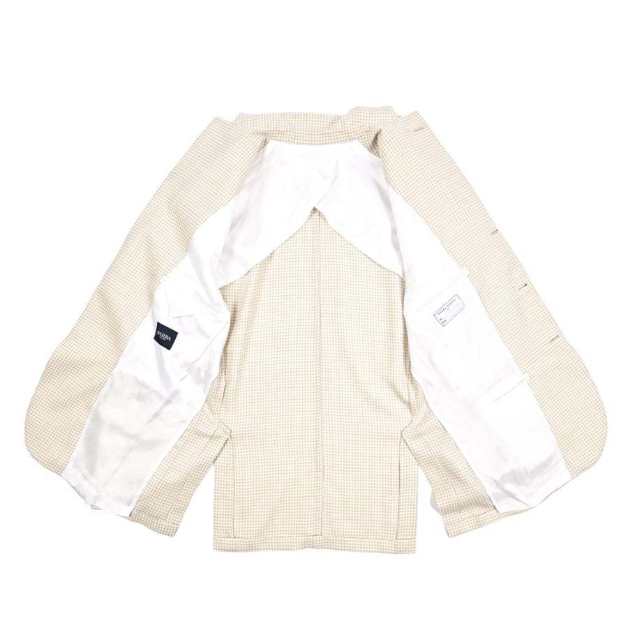 BARBA バルバ / JACKET JIMMY テーラードジャケット 段返り3Bシングル ヴァージンウール シルク リネン チェック ベージュ / セール対象 / 26SS新作の画像