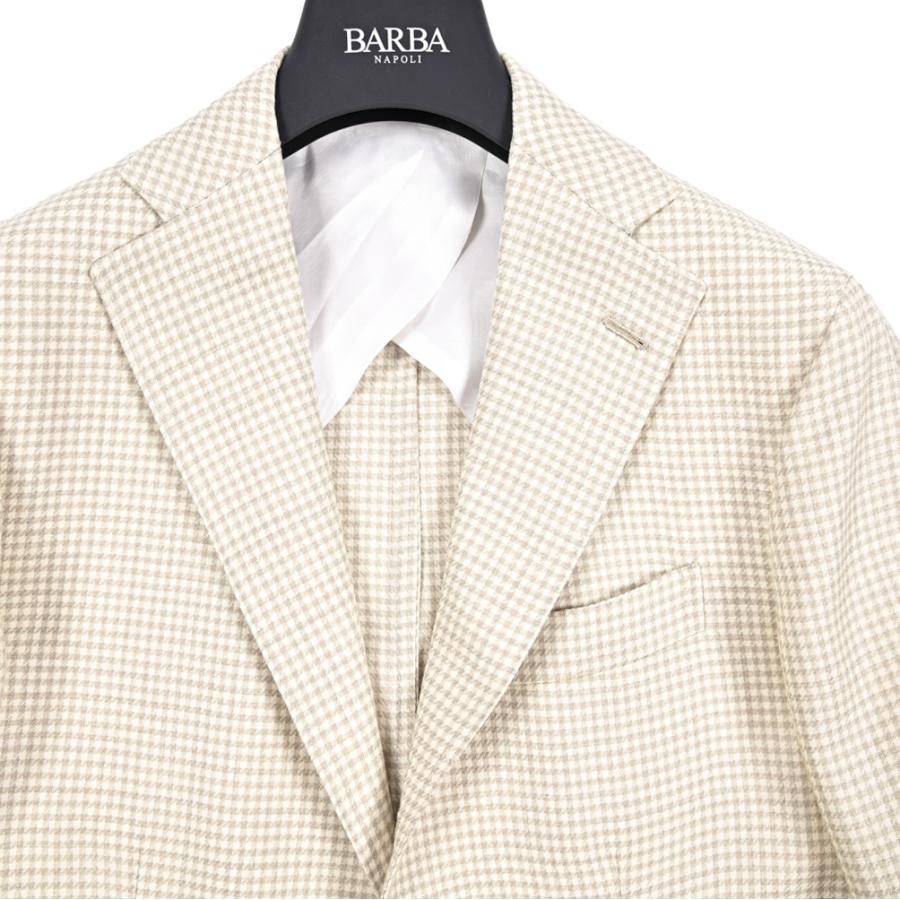 BARBA バルバ / JACKET JIMMY テーラードジャケット 段返り3Bシングル ヴァージンウール シルク リネン チェック ベージュ / セール対象 / 26SS新作の画像
