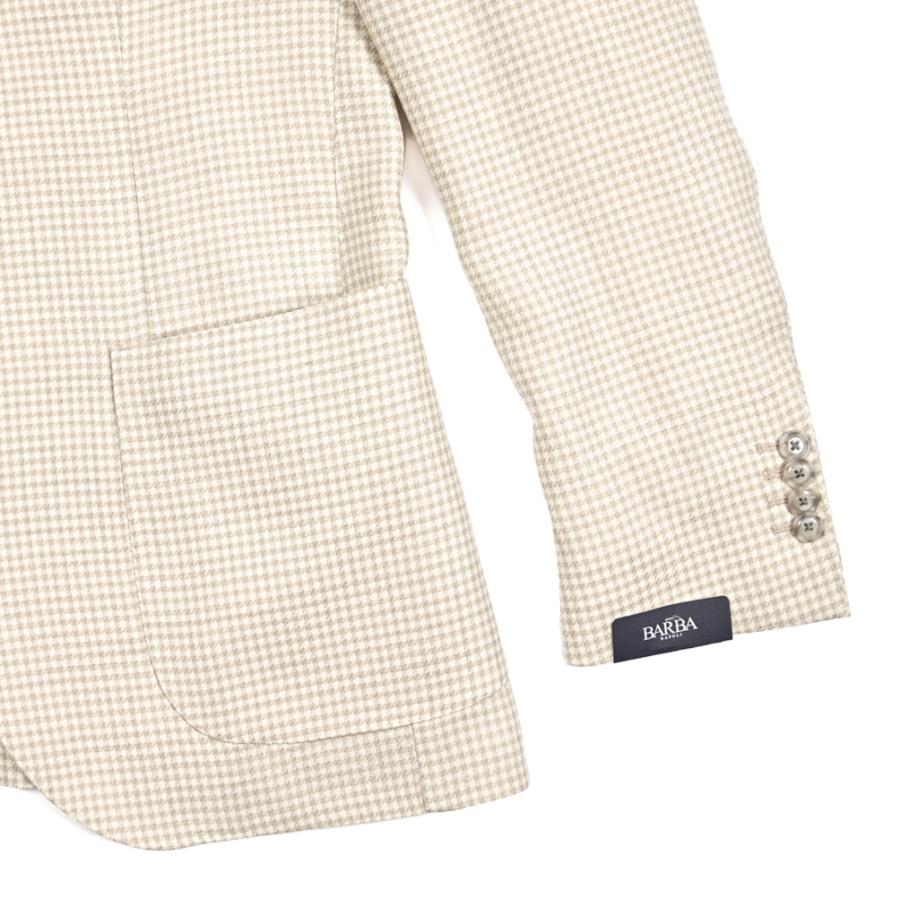 BARBA バルバ / JACKET JIMMY テーラードジャケット 段返り3Bシングル ヴァージンウール シルク リネン チェック ベージュ / セール対象 / 26SS新作の画像