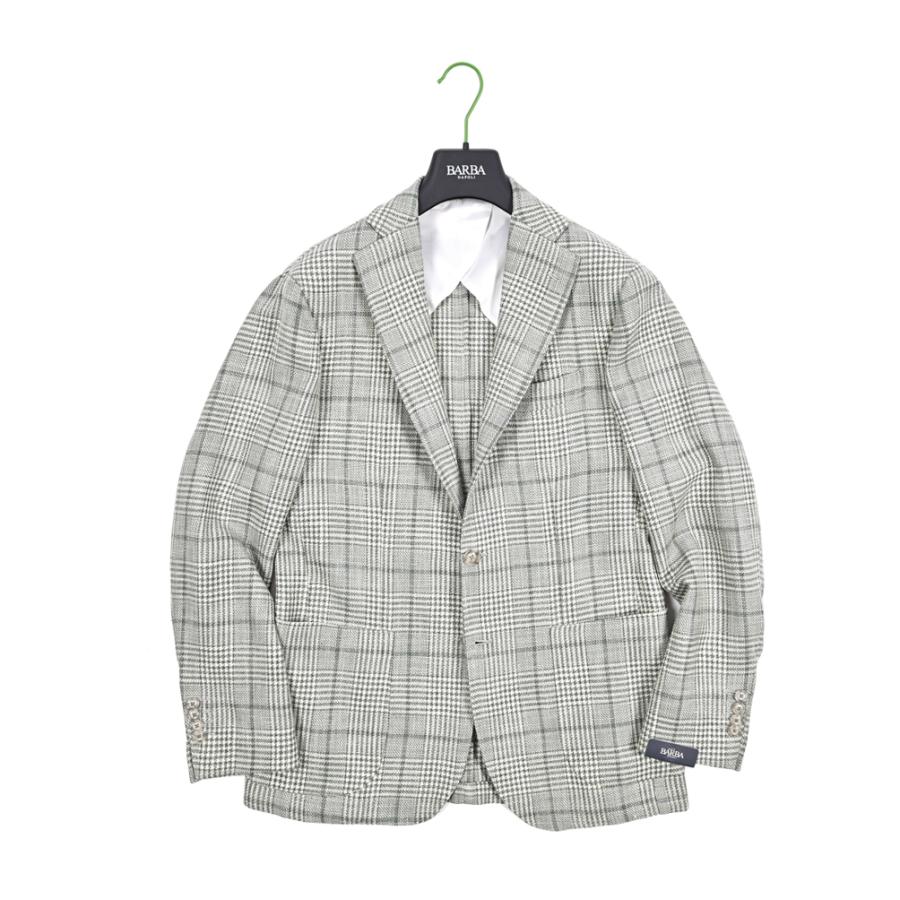 BARBA バルバ / JACKET JIMMY テーラードジャケット 段返り3Bシングル LORO PIANA ウール コットンシルクリネン チェック グリーン / セール対象 / 26SS新作の画像