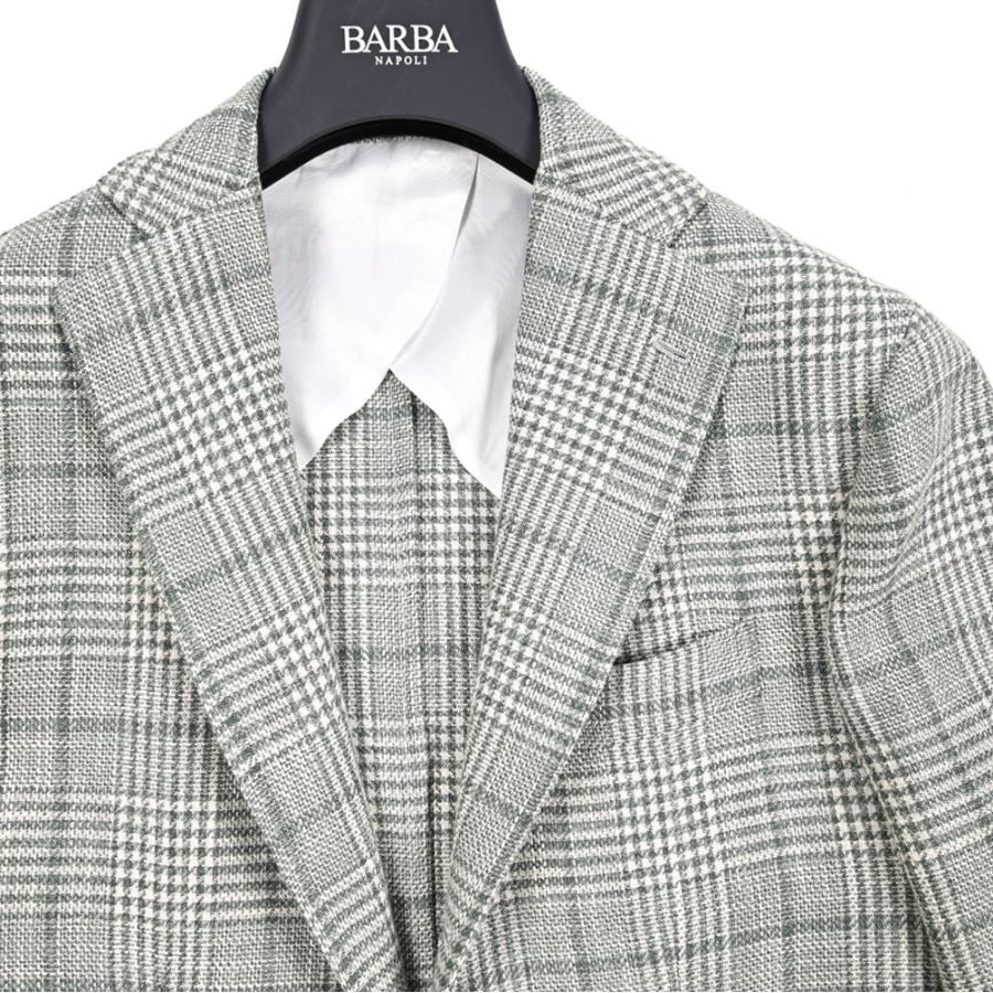 BARBA バルバ / JACKET JIMMY テーラードジャケット 段返り3Bシングル LORO PIANA ウール コットンシルクリネン チェック グリーン / セール対象 / 26SS新作の画像