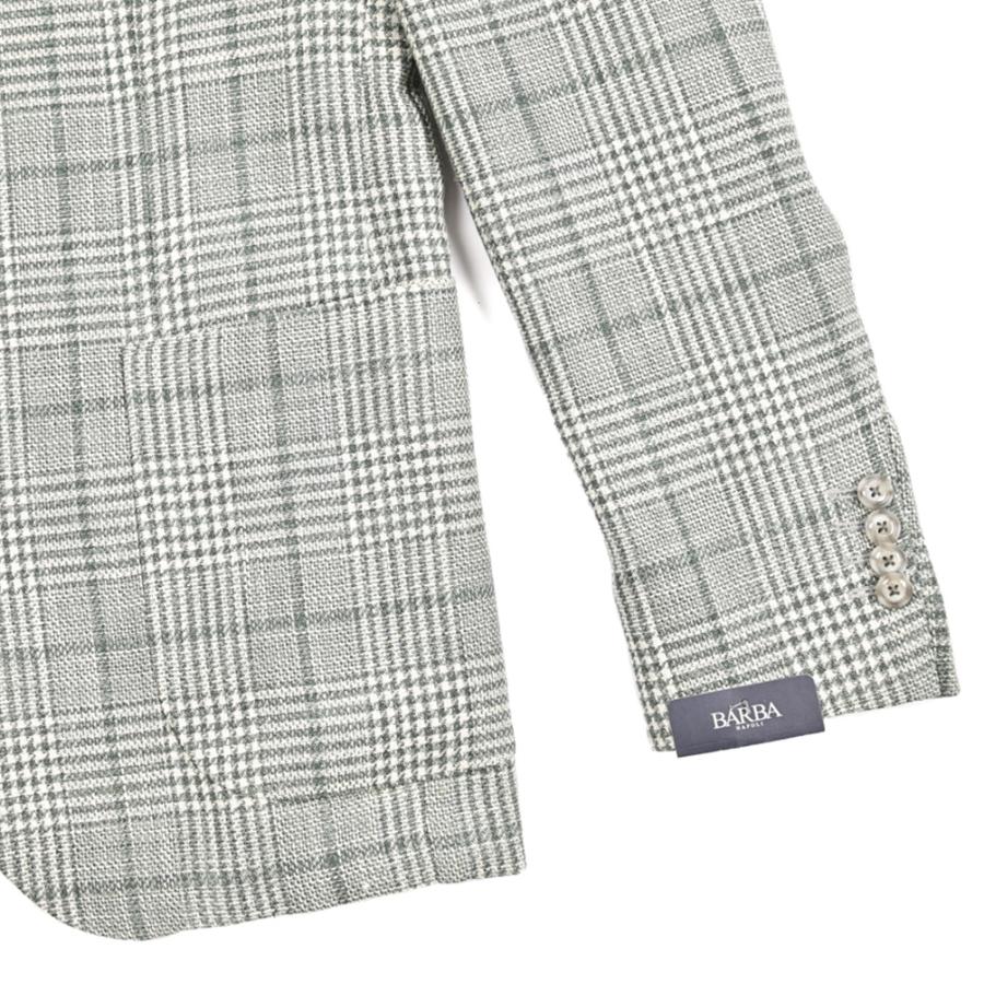 BARBA バルバ / JACKET JIMMY テーラードジャケット 段返り3Bシングル LORO PIANA ウール コットンシルクリネン チェック グリーン / セール対象 / 26SS新作の画像