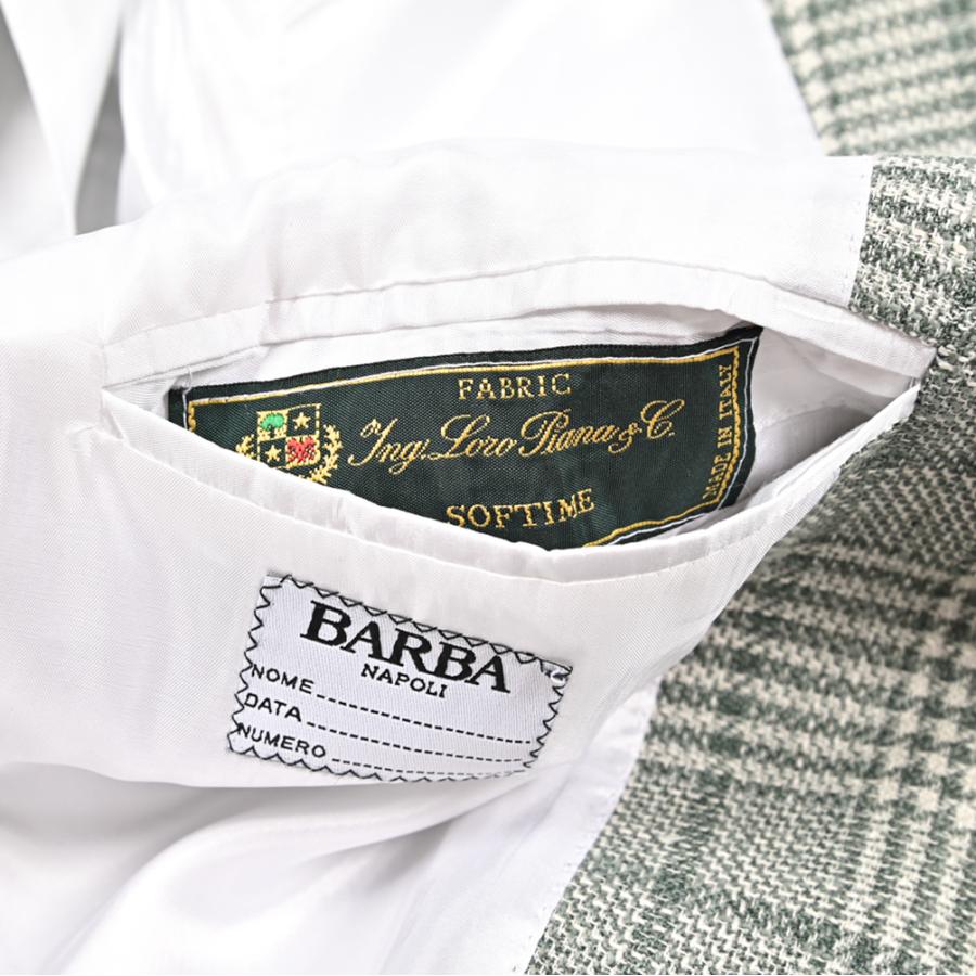 BARBA バルバ / JACKET JIMMY テーラードジャケット 段返り3Bシングル LORO PIANA ウール コットンシルクリネン チェック グリーン / セール対象 / 26SS新作の画像