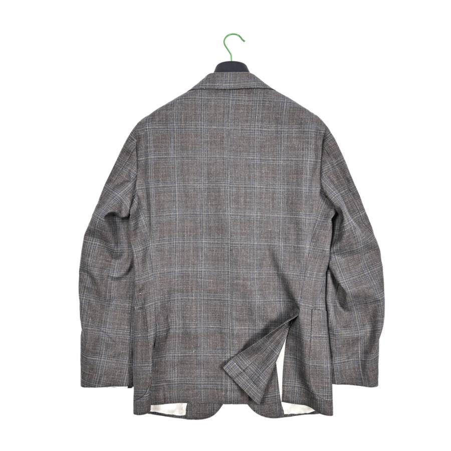 BARBA バルバ / JACKET LONG テーラードジャケット 段返り3Bシングル ウール シルク リネン チェック グレー / セール対象 / 26SS新作の画像