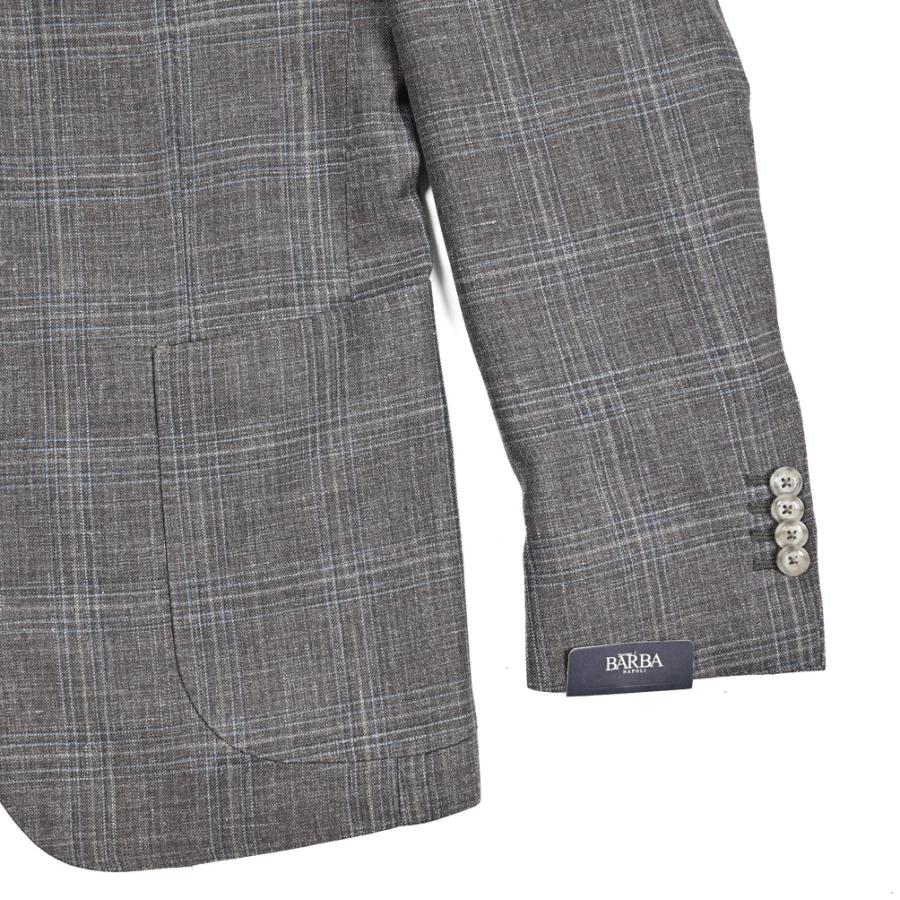 BARBA バルバ / JACKET LONG テーラードジャケット 段返り3Bシングル ウール シルク リネン チェック グレー / セール対象 / 26SS新作の画像