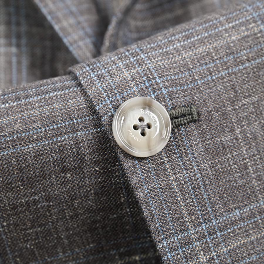 BARBA バルバ / JACKET LONG テーラードジャケット 段返り3Bシングル ウール シルク リネン チェック グレー / セール対象 / 26SS新作の画像