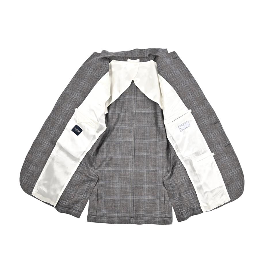 BARBA バルバ / JACKET LONG テーラードジャケット 段返り3Bシングル ウール シルク リネン チェック グレー / セール対象 / 26SS新作の画像