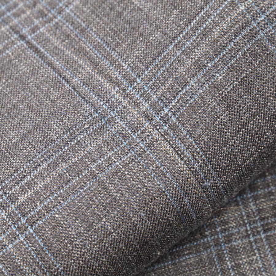 BARBA バルバ / JACKET LONG テーラードジャケット 段返り3Bシングル ウール シルク リネン チェック グレー / セール対象 / 26SS新作の画像