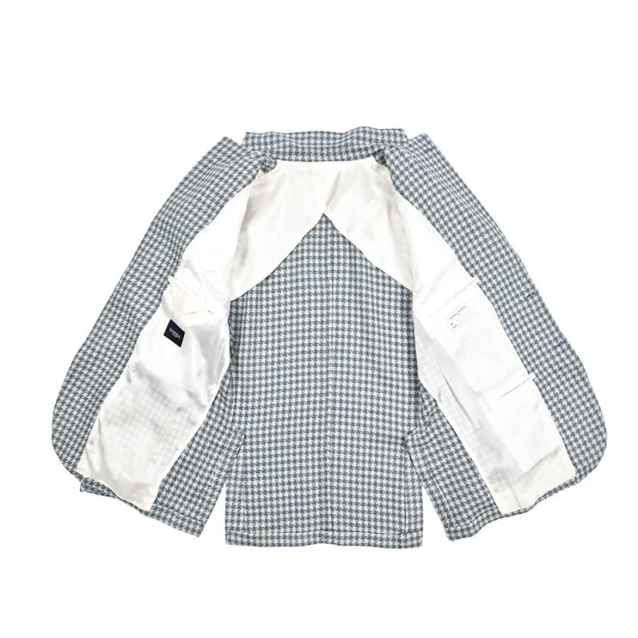 BARBA バルバ / JACKET JIM2 テーラードジャケット 2Bシングル ウール シルク リネン コットン チェック ライトブルー / セール対象 / 26SS新作の画像