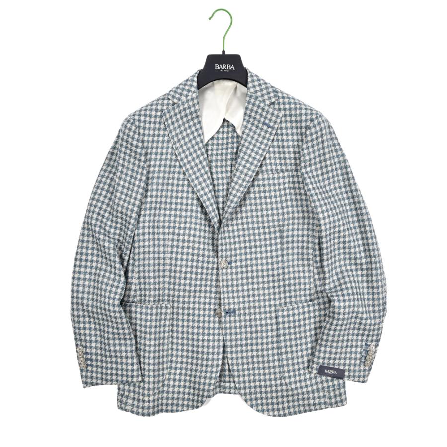 BARBA バルバ / JACKET JIM2 テーラードジャケット 2Bシングル ウール シルク リネン コットン チェック ライトブルー / セール対象 / 26SS新作の画像