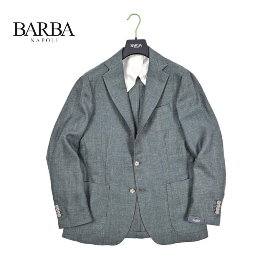 BARBA バルバ / JACKET JIM2 テーラードジャケット 2Bシングル ウール シルク リネン 織柄 グリーン / セール対象 / 26SS新作