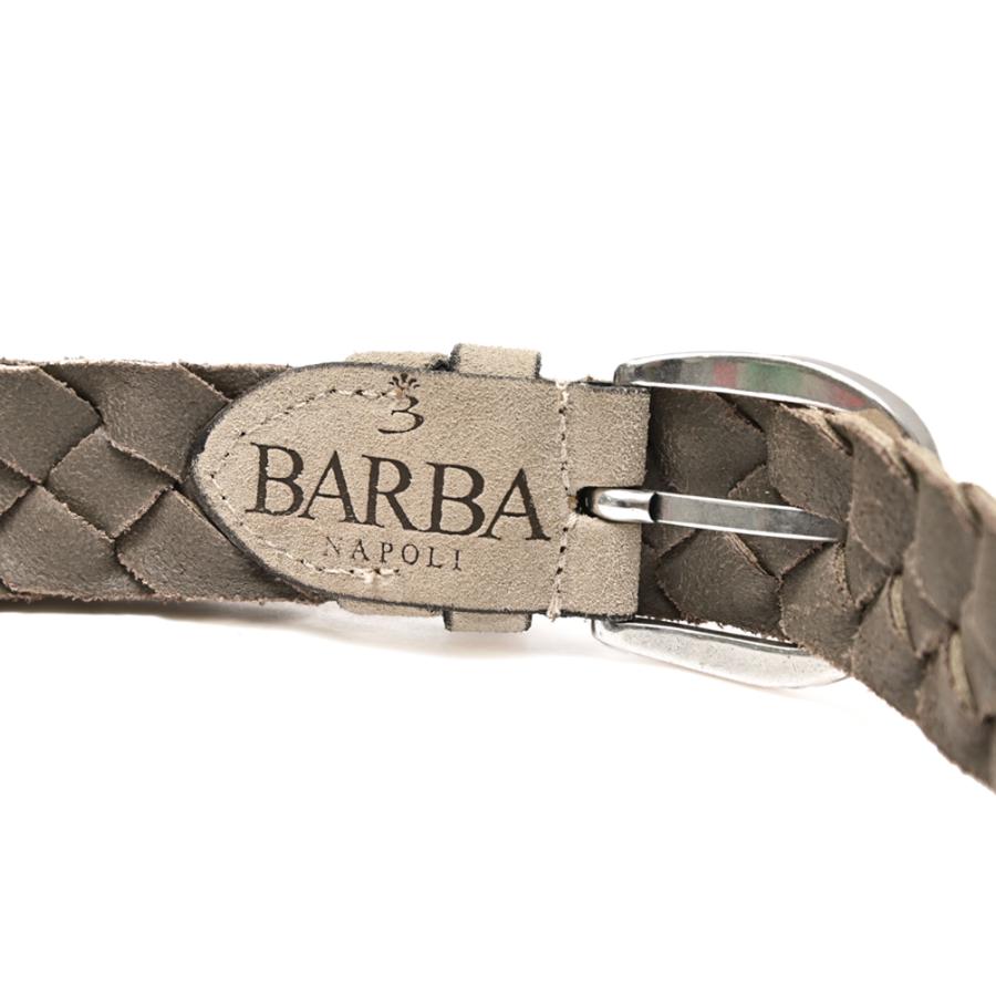BARBA バルバ / スエード 編み込み メッシュレザーベルト メタルバックル レザー100% ダークブラウン ライトベージュ グレージュ 3色展開の画像