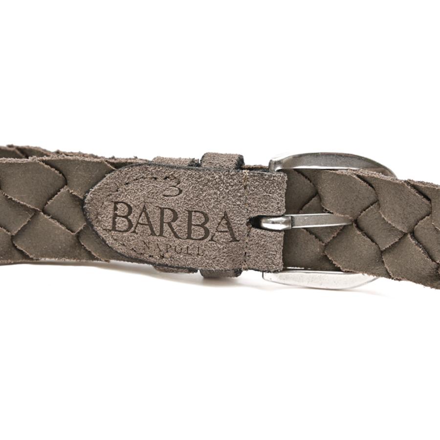 BARBA バルバ / スエード 編み込み メッシュレザーベルト メタルバックル レザー100% ダークブラウン ライトベージュ グレージュ 3色展開の画像