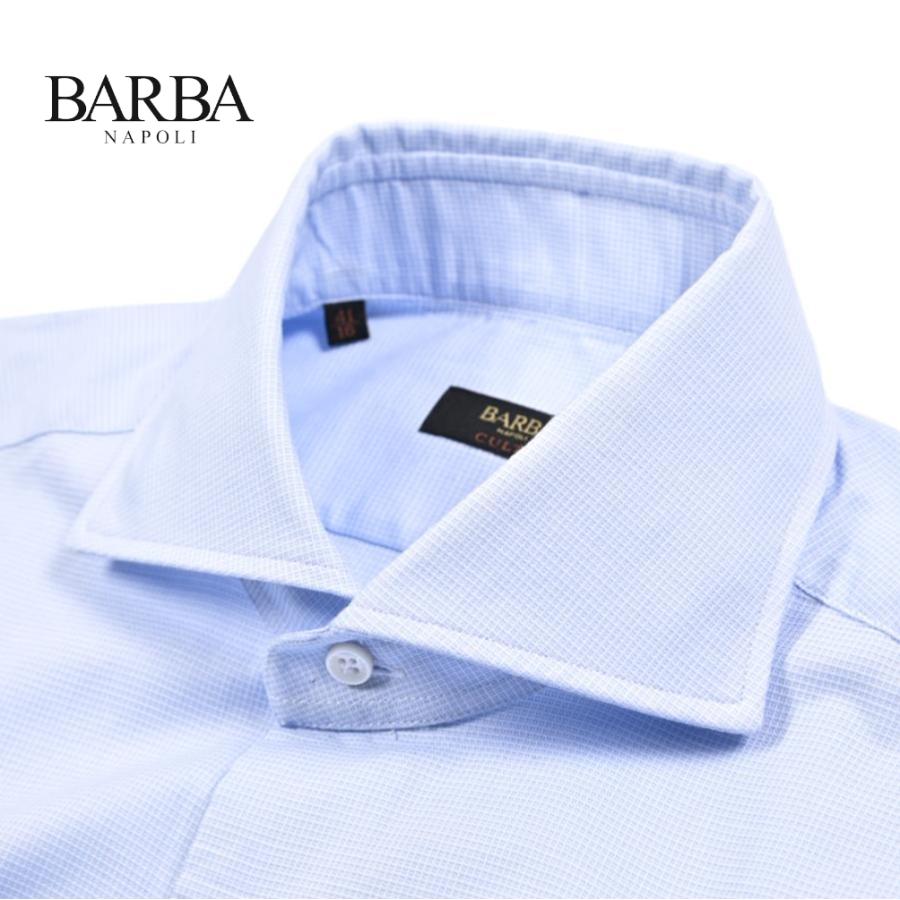 BARBA バルバ / CULTO ドレスシャツ ワイシャツ ホリゾンタルカラー 長袖 コットン100% チェック ライトブルー / セール対象 | BARBA