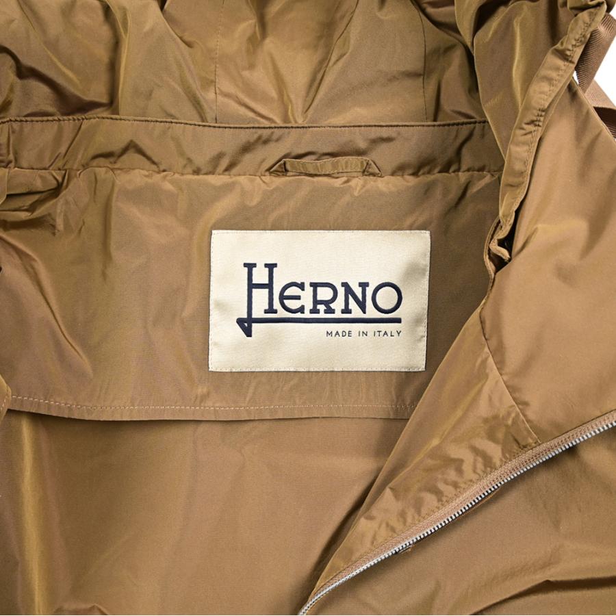 【HERNO/ヘルノ】超軽量撥水スプリングレインコート　42/M ブラウン HERNO（ヘルノ） スプリングコート レディース フード付き Aライン 春
