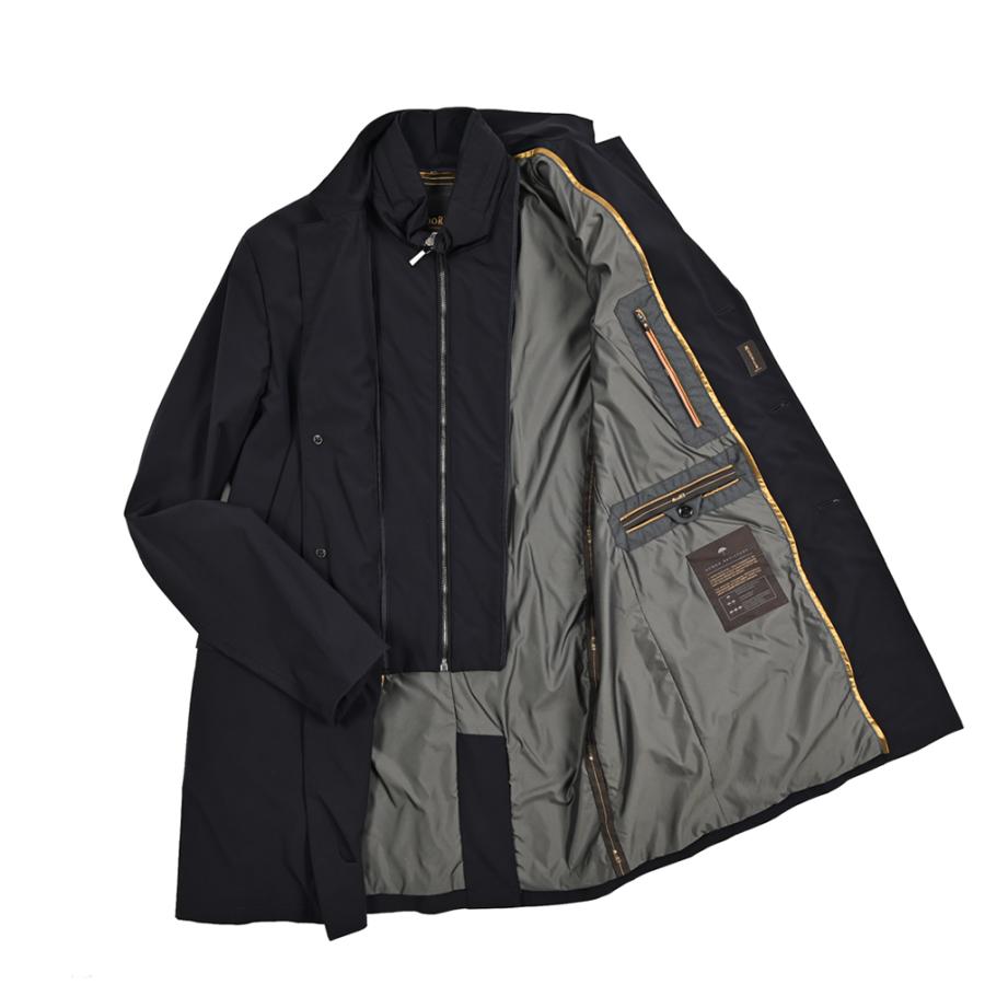MOORER ムーレー / GIROLAMO-KN ACQUA RESISTANT 撥水透湿 ドライビングコート チェスターコート 3B ライトアウター ストレッチ ナイロン ネイビー / セールの画像