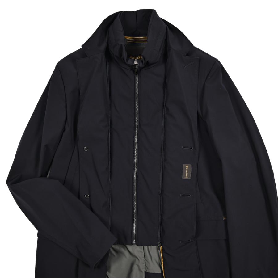 MOORER ムーレー / GIROLAMO-KN ACQUA RESISTANT 撥水透湿 ドライビングコート チェスターコート 3B ライトアウター ストレッチ ナイロン ネイビー / セールの画像