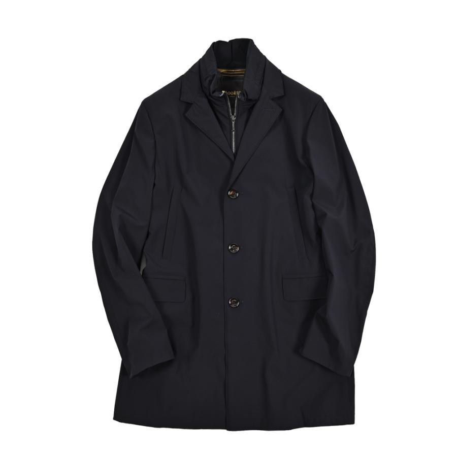 MOORER ムーレー / GIROLAMO-KN ACQUA RESISTANT 撥水透湿 ドライビングコート チェスターコート 3B ライトアウター ストレッチ ナイロン ネイビー / セールの画像