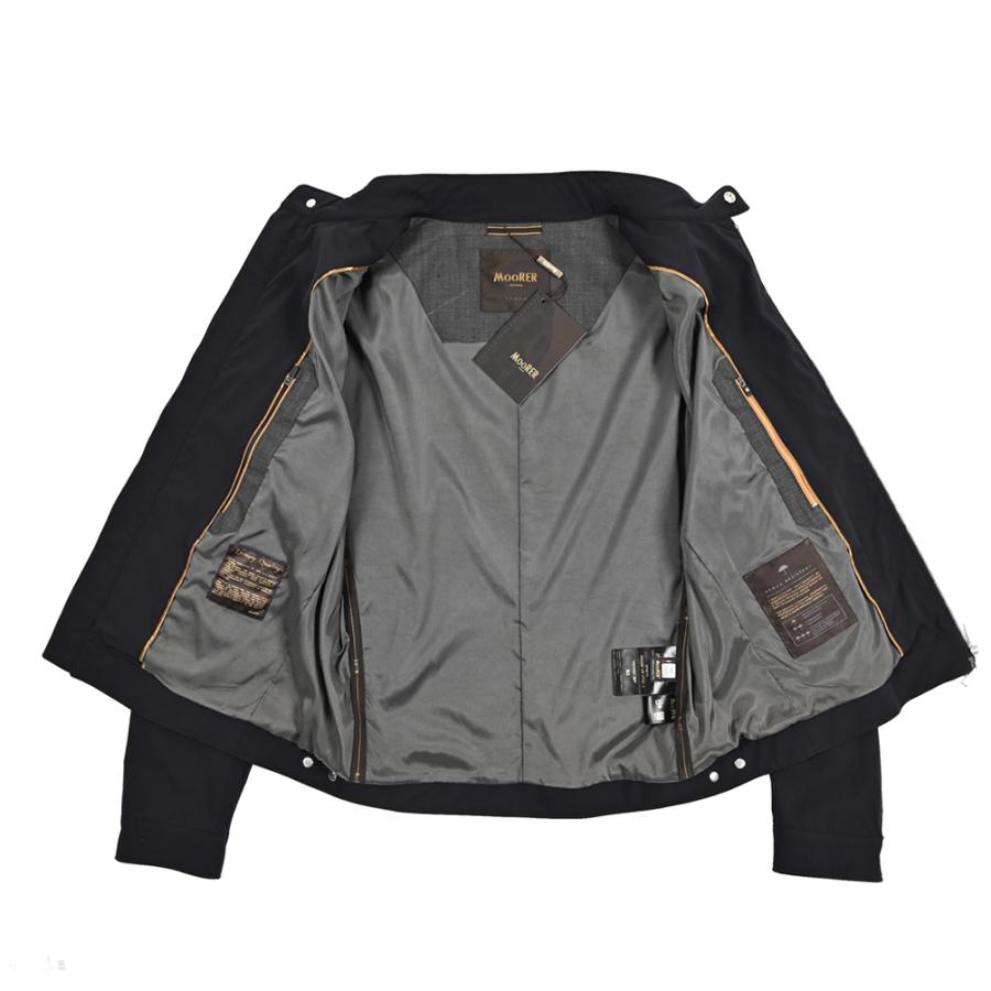 MOORER ムーレー / VANGI-KN ACQUA RESISTANT 撥水透湿 シングルライダースジャケット ライトアウター ストレッチ ナイロン ネイビー / セールの画像