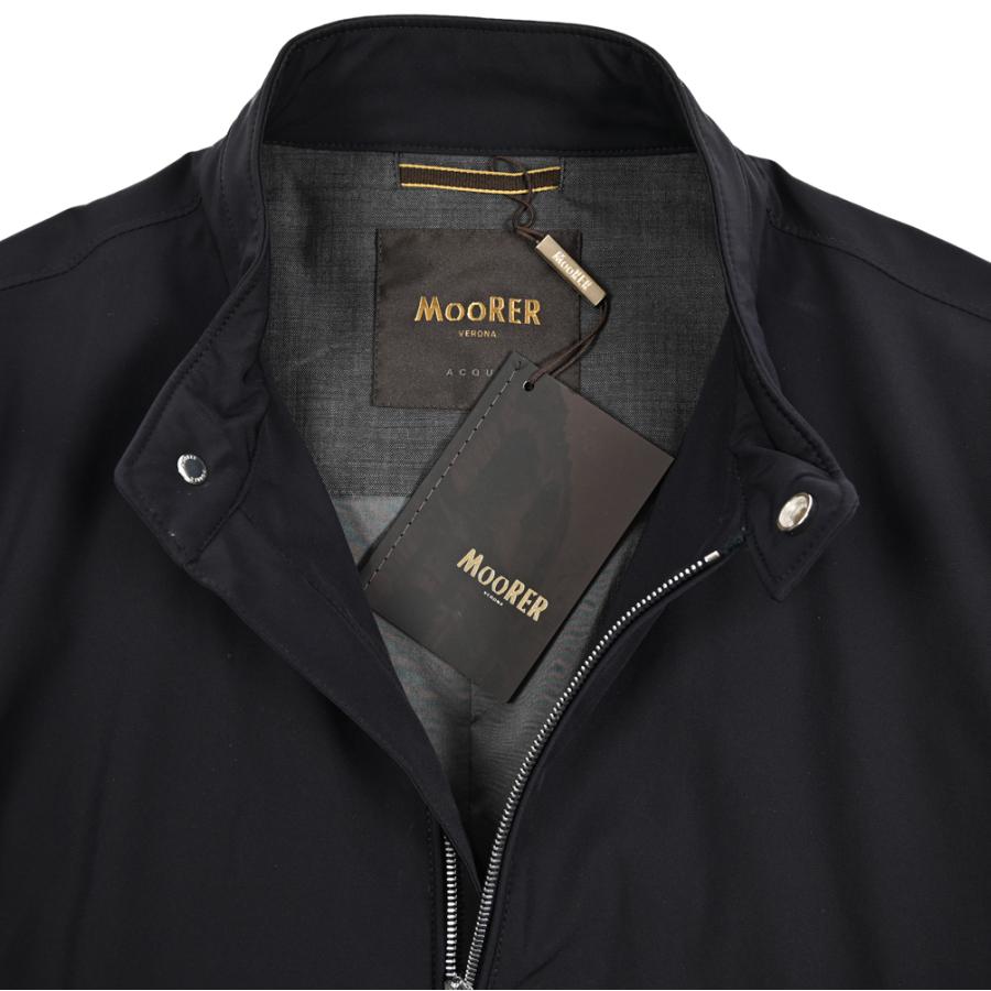 MOORER ムーレー / VANGI-KN ACQUA RESISTANT 撥水透湿 シングルライダースジャケット ライトアウター ストレッチ ナイロン ネイビー / セールの画像