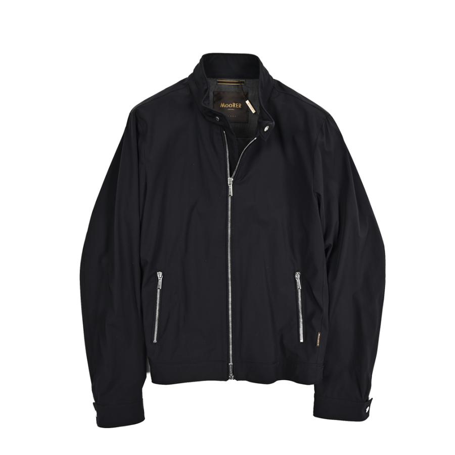 MOORER ムーレー / VANGI-KN ACQUA RESISTANT 撥水透湿 シングルライダースジャケット ライトアウター ストレッチ ナイロン ネイビー / セールの画像
