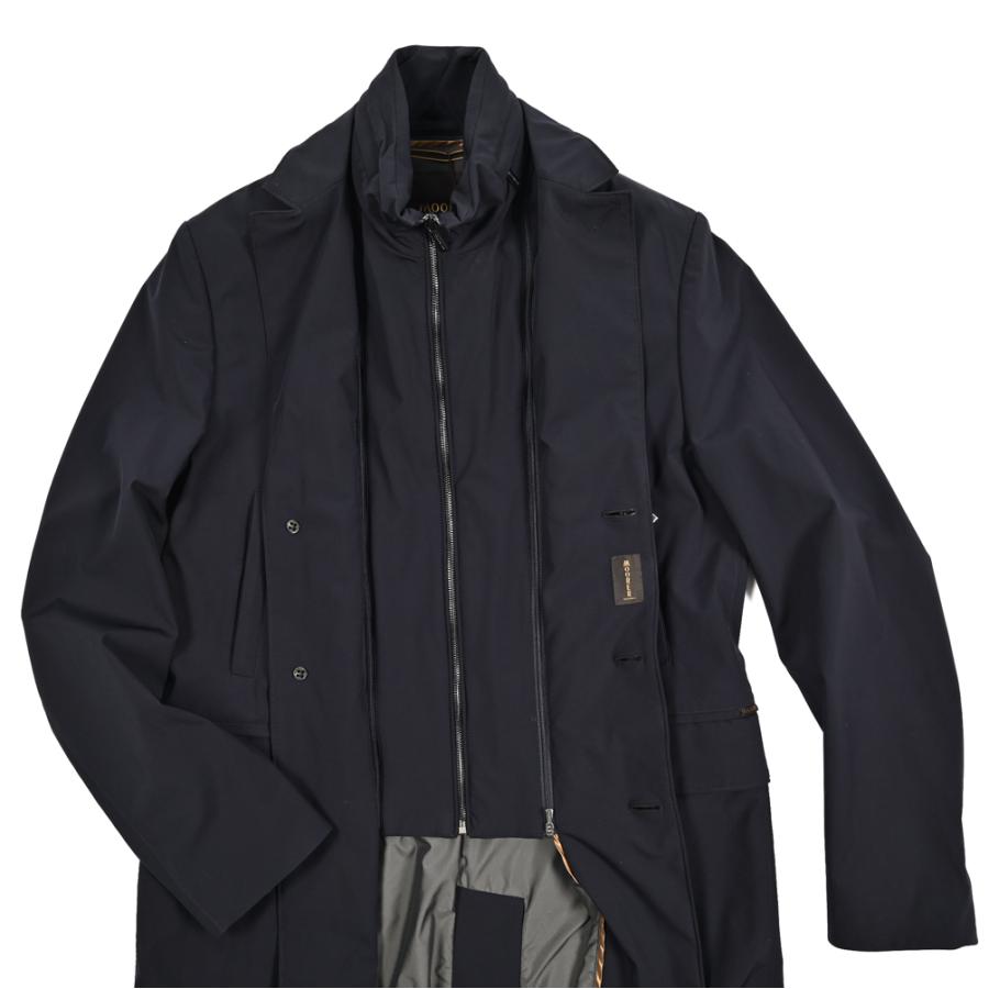 MOORER ムーレー / GIROLAMO-KN チェスターコート フロントライナー付き ライトアウター ACQUA RESISTANT 撥水透湿 ストレッチナイロン ネイビー / セールの画像