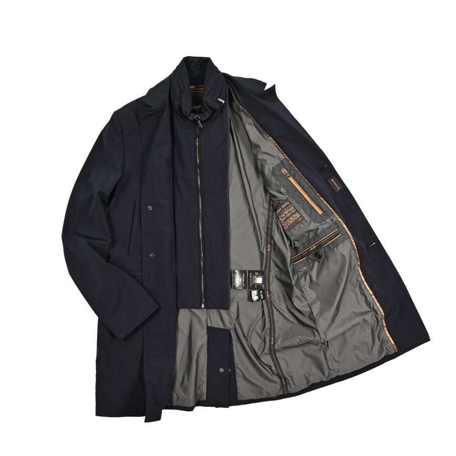 MOORER ムーレー / GIROLAMO-KN チェスターコート フロントライナー付き ライトアウター ACQUA RESISTANT 撥水透湿 ストレッチナイロン ネイビー / セールの画像