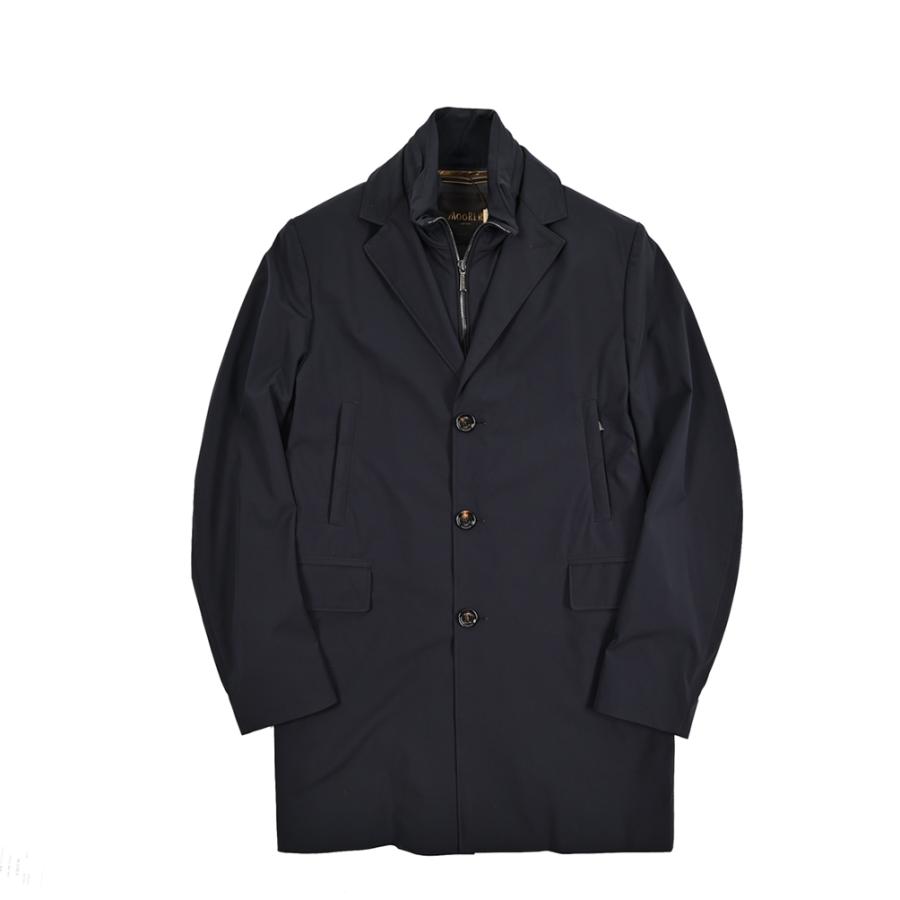 MOORER ムーレー / GIROLAMO-KN チェスターコート フロントライナー付き ライトアウター ACQUA RESISTANT 撥水透湿 ストレッチナイロン ネイビー / セールの画像