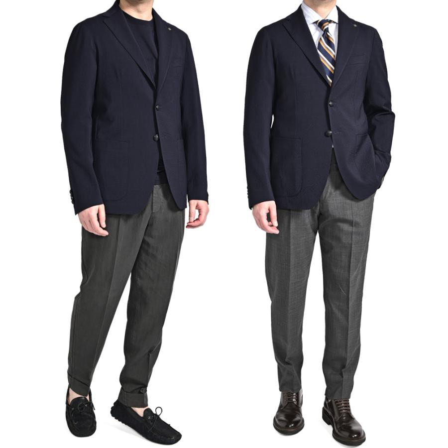 TAGLIATORE タリアトーレ / MONTECARLO モンテカルロ テーラードジャケット 2Bシングル ストレッチ ヴァージンウール シアサッカー ネイビー / 26SS / セールの画像