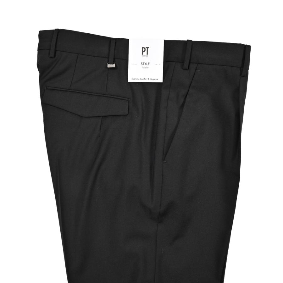 PT TORINO ピーティートリノ / Traveller MASTER FIT イージースラックス ワンタック パンツ WASHABLE WOOL ブラック / 26SS新作の画像
